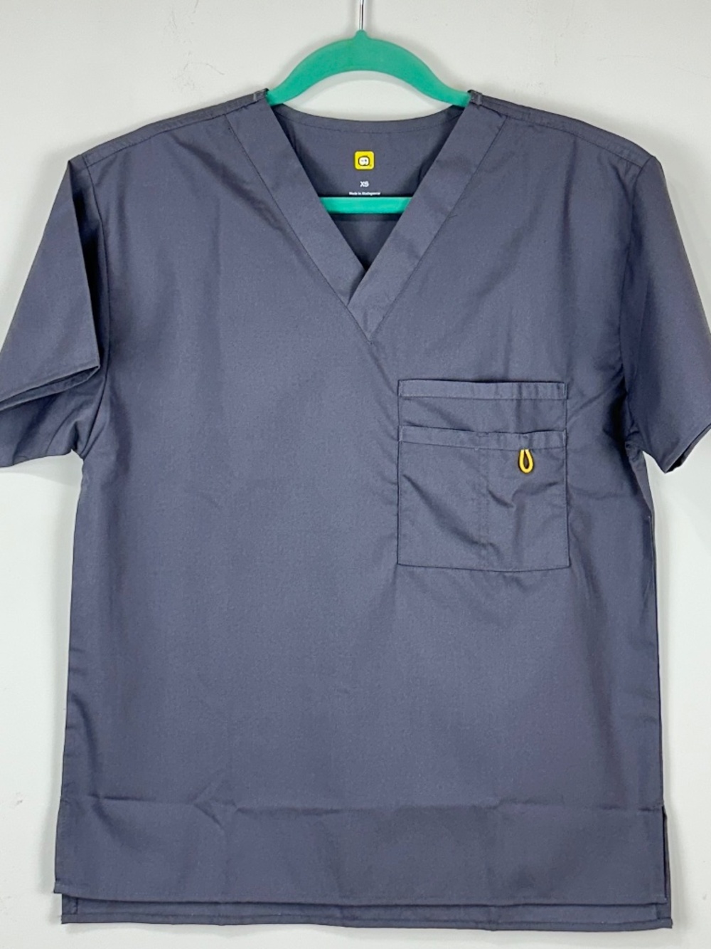 WonderWink Gray Scrub Top XS Unisex Medical Uniform Dental Workwear